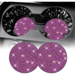 Car Cup Coasters Pink Bling 2-Pack Universal Non-Slip Cup Vehicle Diamond